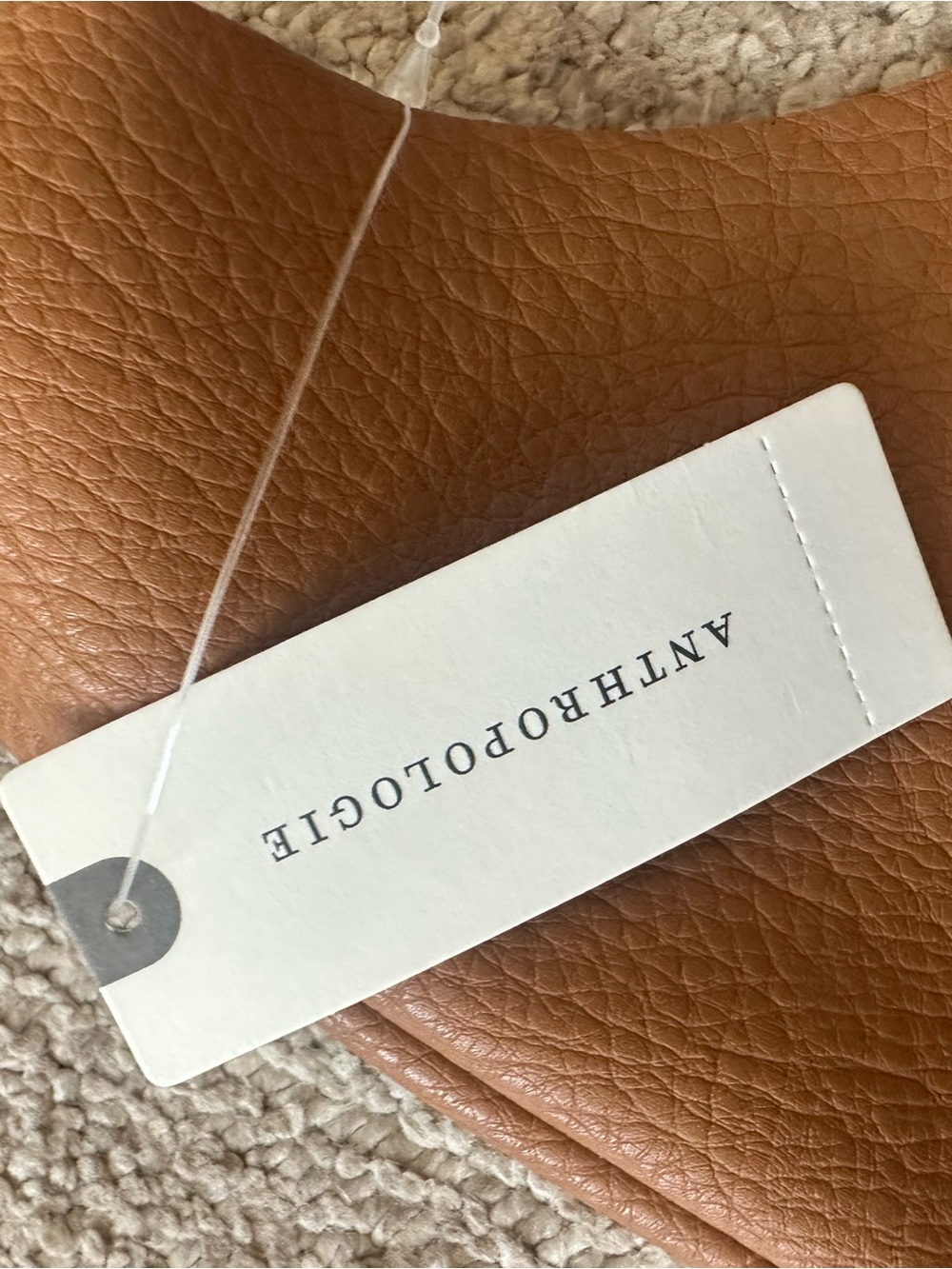 Anthropologie NWT Classic Tan Leather Shoulder Tote Bag - Picture 7 of 7